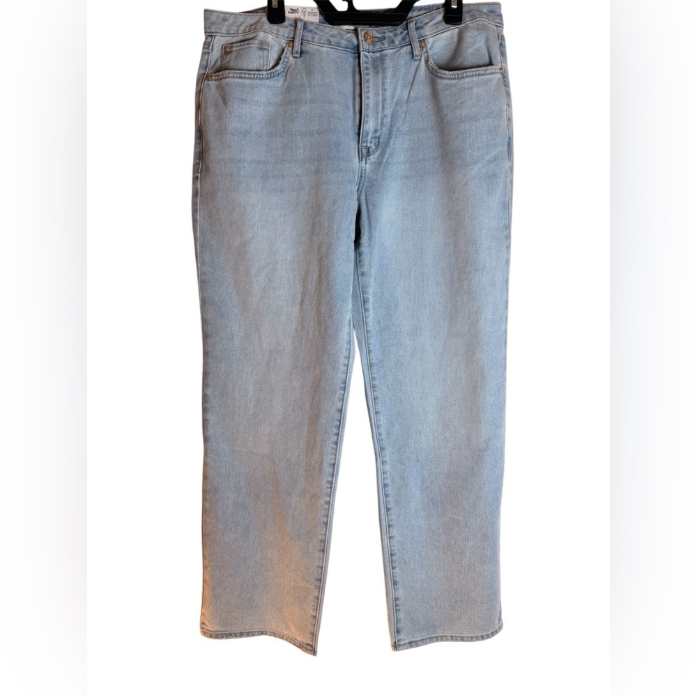 Seven7 Women's Sz 12 Sky Blue Straight Leg Jeans Distressed